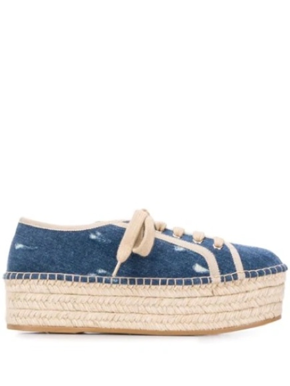 MIU MIU Denim Blue Espadrille Platform Sneaker